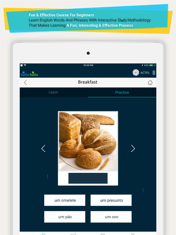 Portuguese Vocabulary HH iPad screenshot 2 - Education app