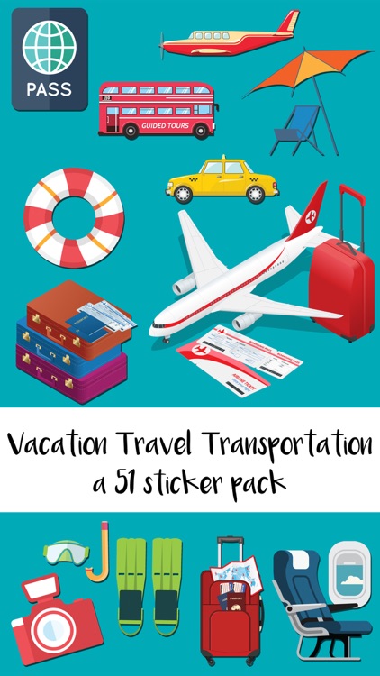 Vacation Travel & Transportation Sticker Pack