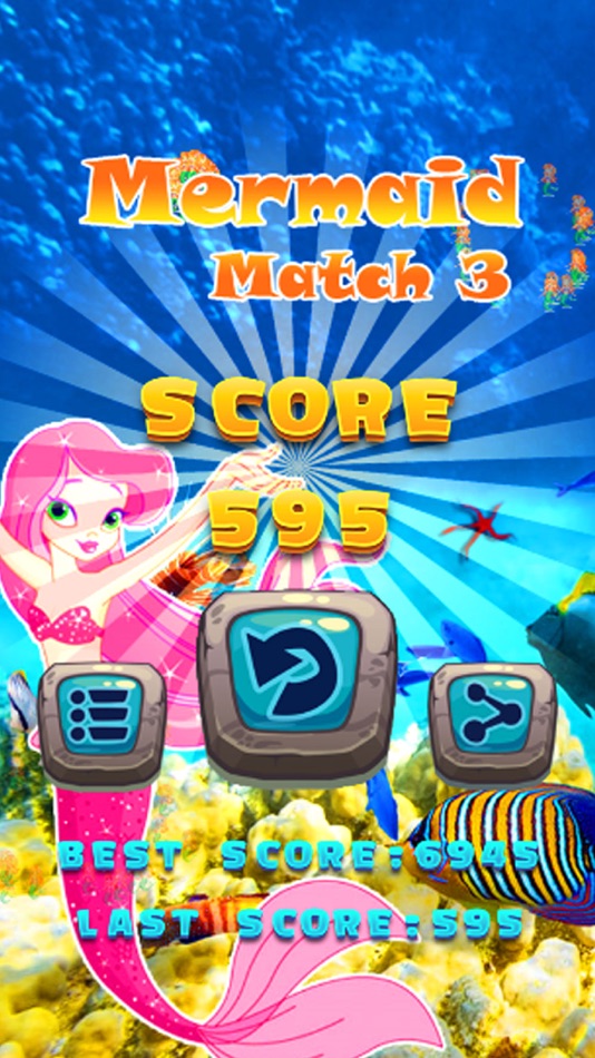 #3. Mermaid Match 3 Puzzle-Mermaid Drag Drop Line Game (iOS) 由: Manaichai Srimarueang