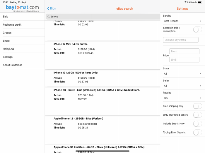 Sniper for ebay bid auctions