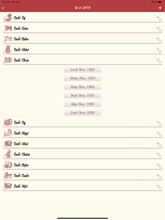 Xem Boi Tu Vi iPad screenshot 3 - Lifestyle app