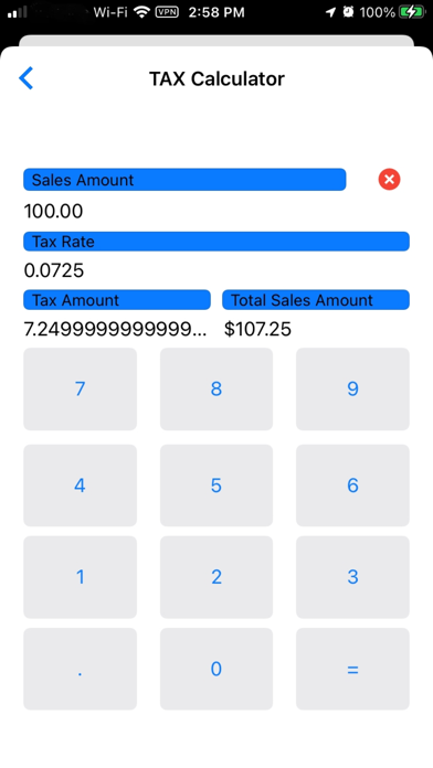 Streamline Sales Tax Rates Screenshot