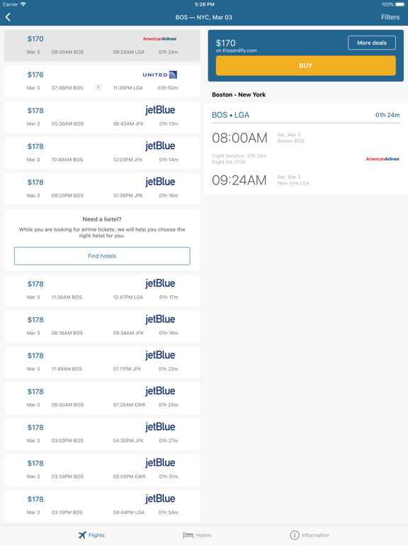 Alva Flights iPad screenshot