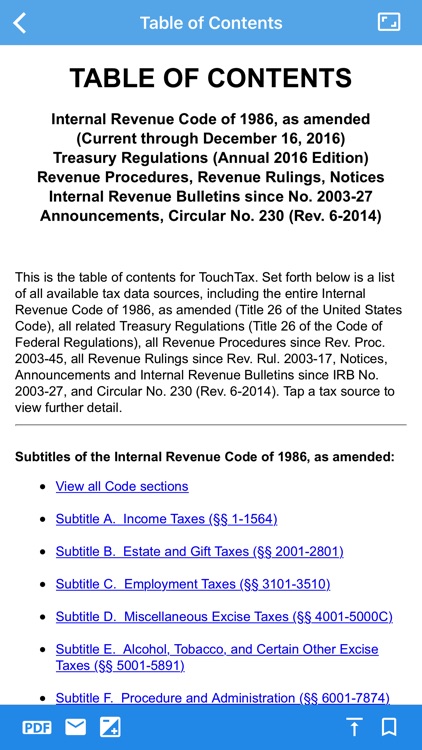 Tax Code and Regulations - TouchTax Mobile App
