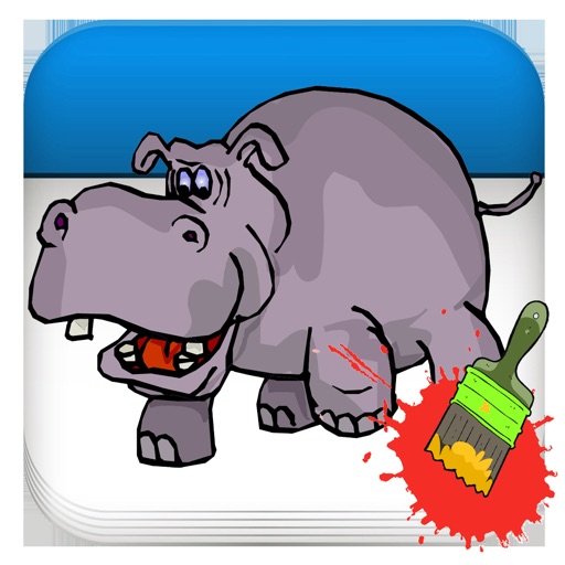 Animals Hippo Coloring Book - Finger Paint Book Icon