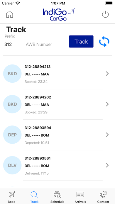 IndiGo – Cargo Shipper App Screenshot