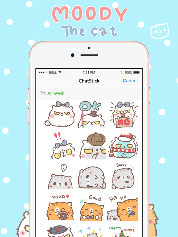 Screenshot #4 pour มูดดี้ เดอะ แคท สติกเกอร์ สำหรับ iMessage ฟรี