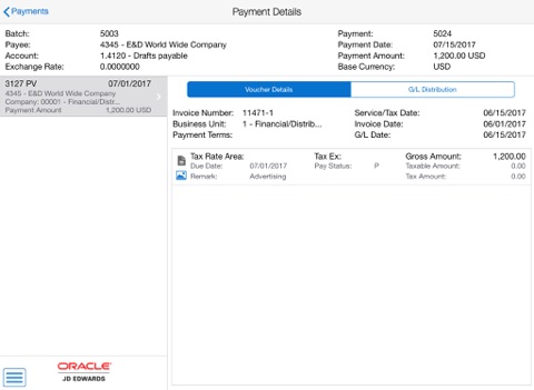 Payment Batch Approvals Tablet for JDE E1 screenshot 3