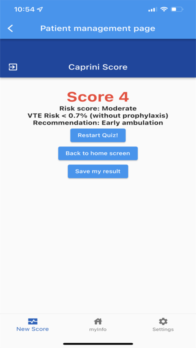 v-WIN Caprini score Screenshot