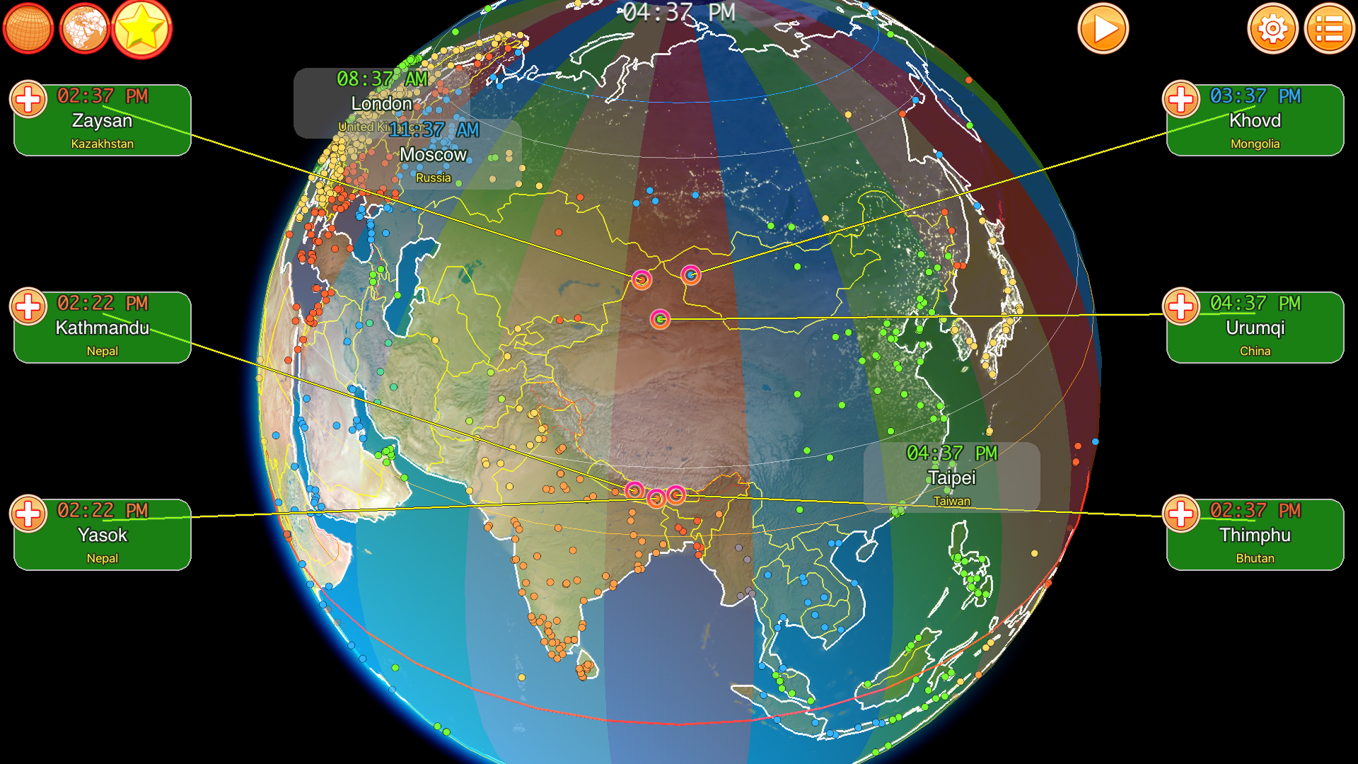 Clocks of Cities on Terra