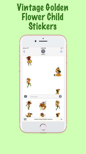 Vintage Golden Flower Child Stickers for iMessage(圖2)-速報App
