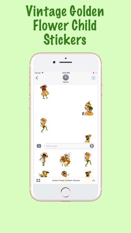 Vintage Golden Flower Child Stickers for iMessage