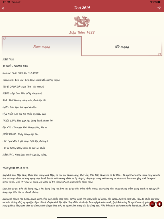 Xem Boi Tu Vi iPad screenshot 4 - Lifestyle app