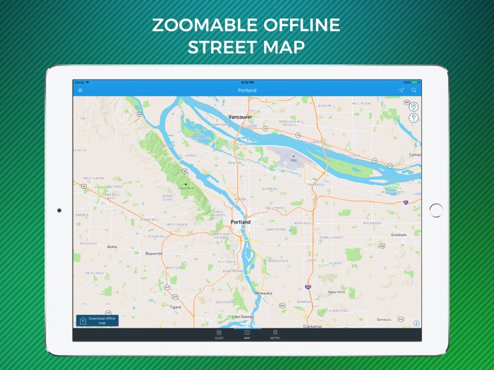 Portland Travel Guide with Offline Street Map