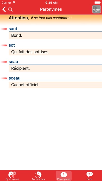 Bescherelle, Le dictionnaire des synonymes screenshot-4