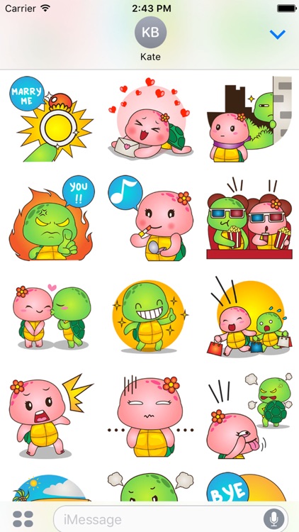 Pura the turtle in love for iMessage Sticker
