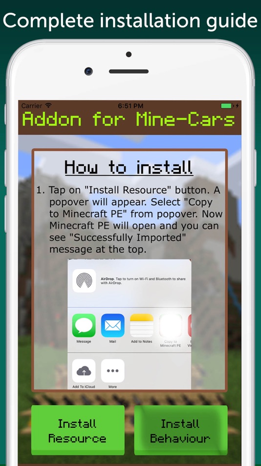 MineCars AddOn for Minecraft PE - 1.0 - (iOS)
