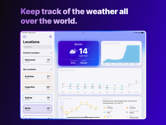 Mercury Weather iPad app afbeelding 2