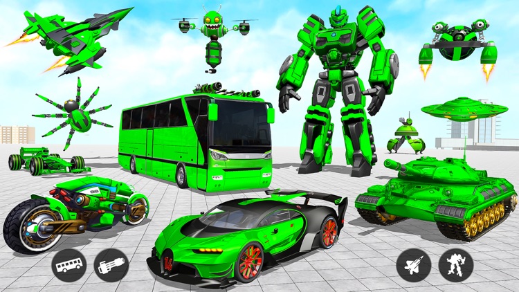 Flying Bus Robot Car Games