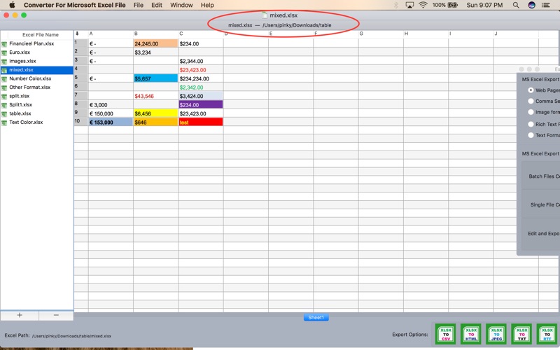 Converter For MS Excel File screenshot