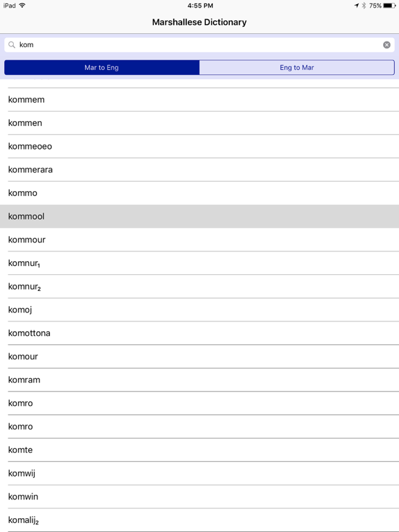 Marshallese Dictionary iPad screenshot 1 - Education app