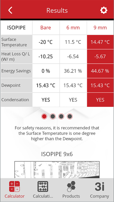 ISOPIPE Insulation Calculator Screenshot