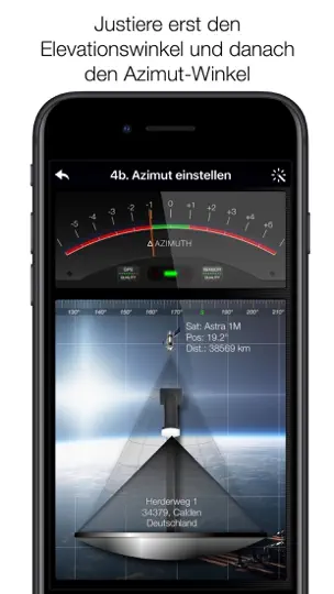 Screenshot von SatFinder auf dem iPhone 9