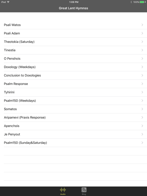 Great Lent Hymns iPad screenshot 1 - Music app