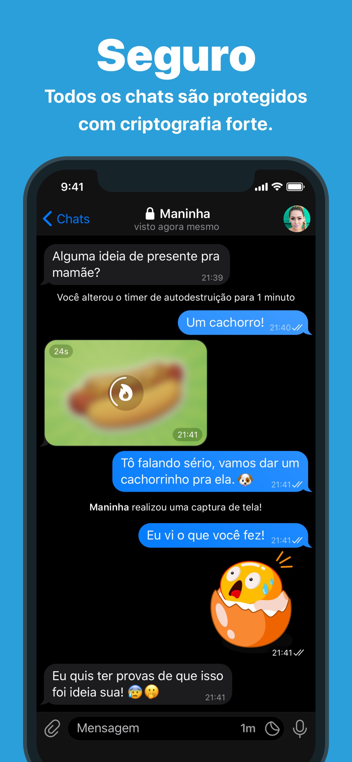 Screenshot do app Telegram Messenger