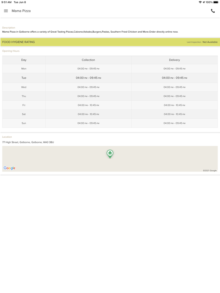 Mama Pizza Golborne.