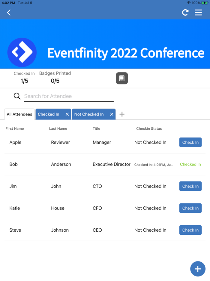 Eventfinity Check In