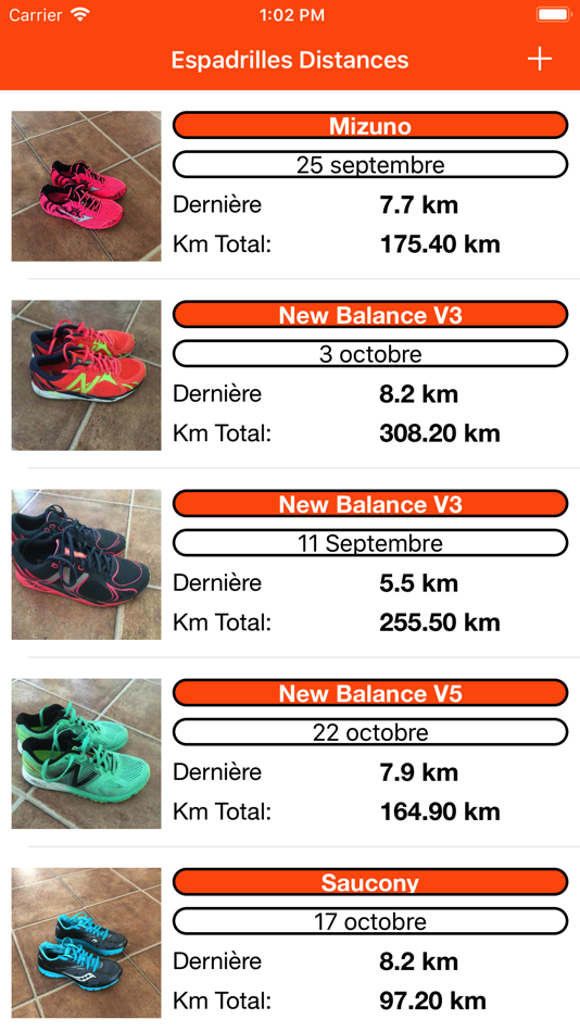 #1. Espadrilles Usures en km (iOS) 由: Martine Guay