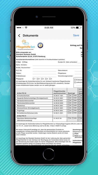 Pflegehilfeset Screenshot