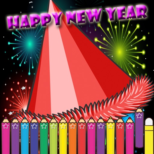 Happy New Year Coloring for kids and Preschool Icon