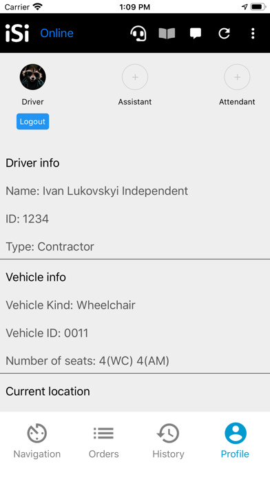 iSi Driver App Screenshot