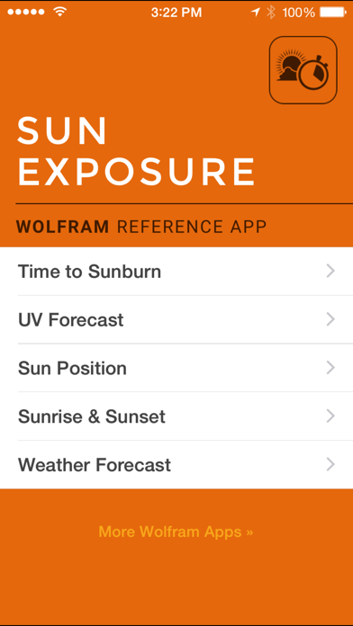 Screenshot #1 pour Wolfram Sun Exposure Reference App