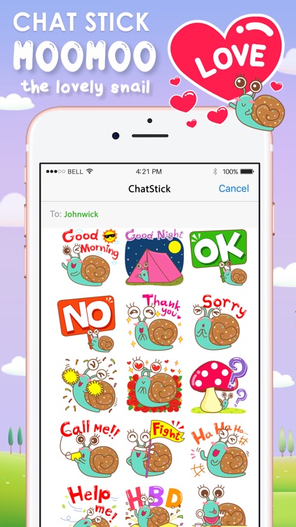 MOOMOO the lovely snail Stickers for iMessage