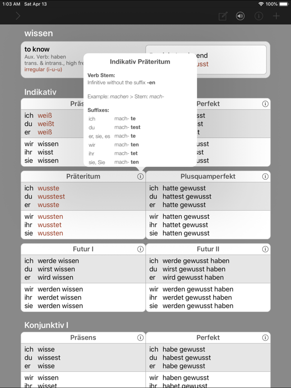 Screenshot #3 for VerbForms Deutsch