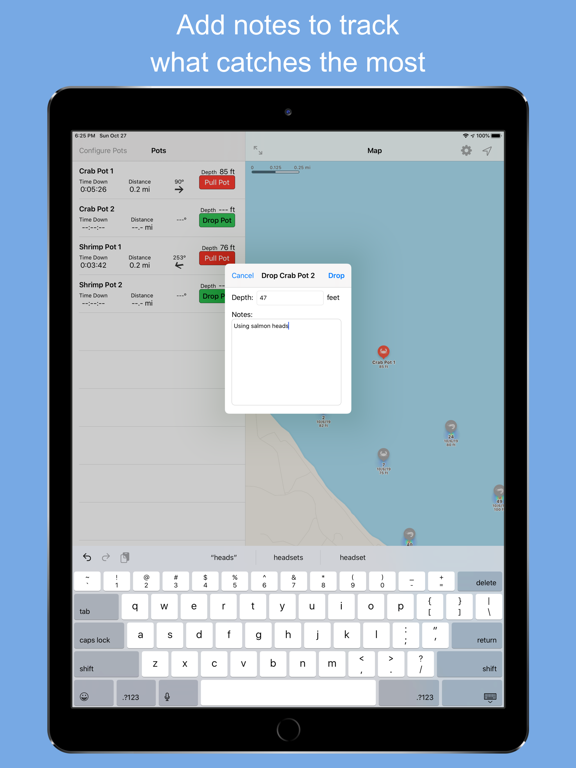 Crab and Shrimp Pot Tracker iPad screenshot 6 - Sports app