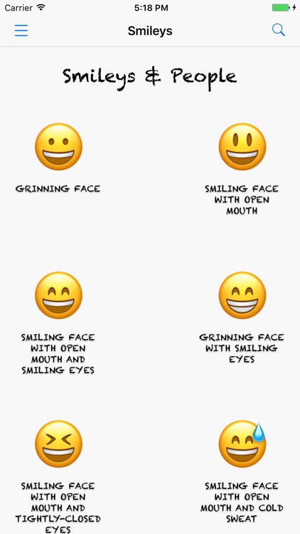 Smileys - Lookup Emoji names and meanings