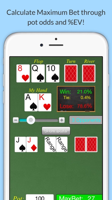 Max Bet Poker Odds Calculator Screenshot