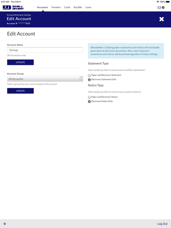 Delight Digital Banking iPad screenshot 6 - Finance app