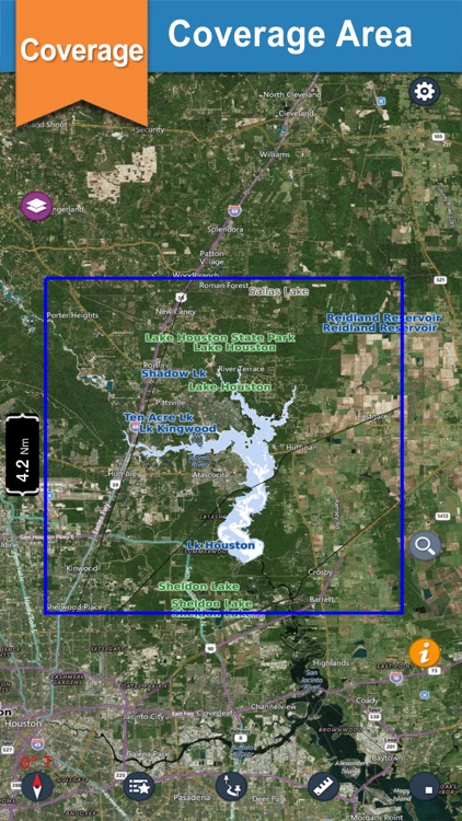 Houston offline gps chart for lake and park trails