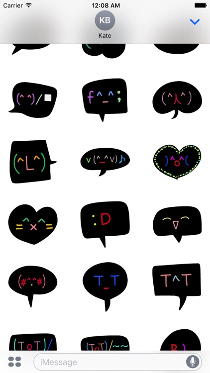 Kaomoji - Black Doodle Japanese Emoji Stickers screenshot-4