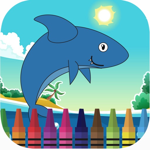 Shark in ocean coloring book games for kids