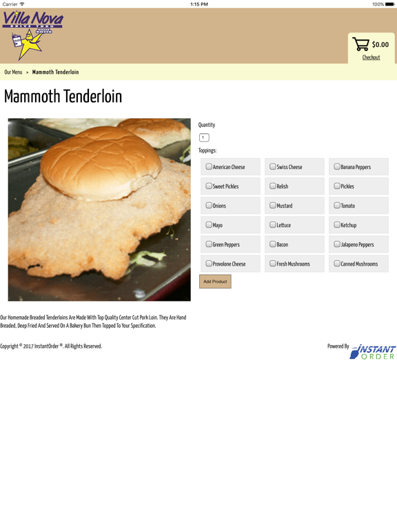 Villa Nova Drive Thru iPad screenshot 3 - Food & Drink app