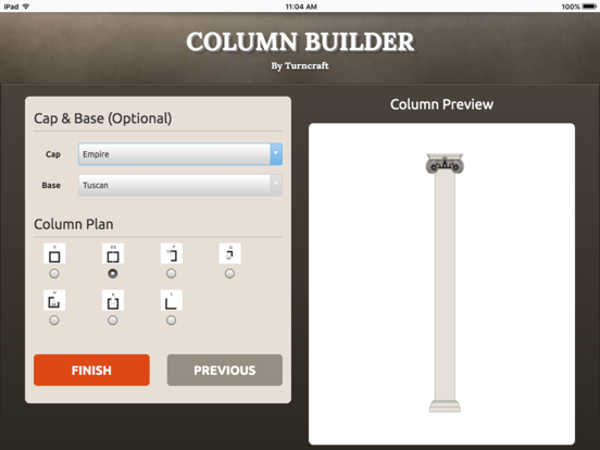 Turncraft Column Builder iPad screenshot