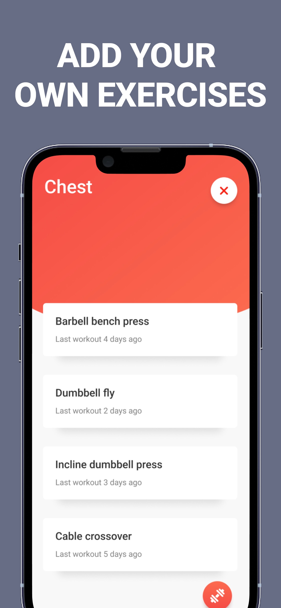 Screenshot do app Simple Workout Tracker