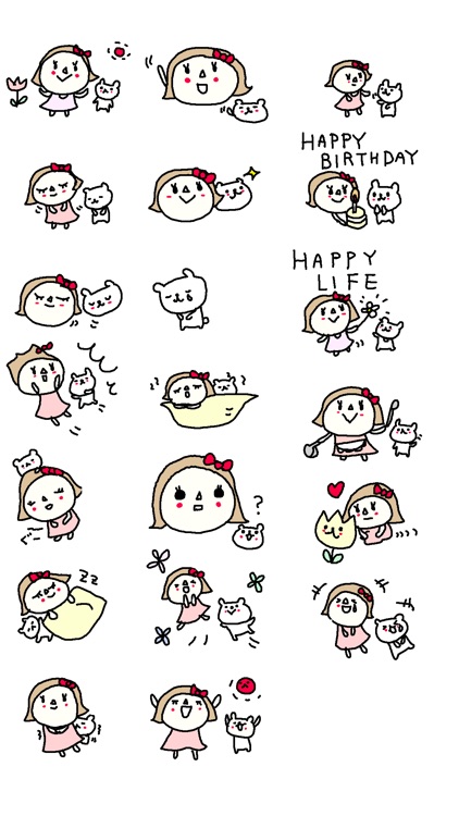 Cute Girl and Bear Stickers!
