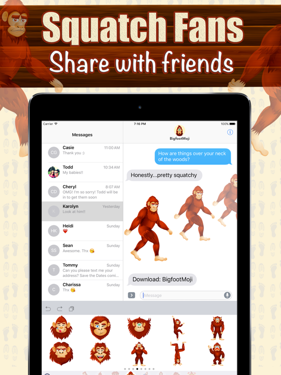 Screenshot #4 for BigfootMoji – Crazy Sasquatch & Bigfoot Emojis